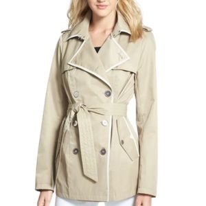 Sam Edelman Lydia Contrast Trim Tan Trench Coat